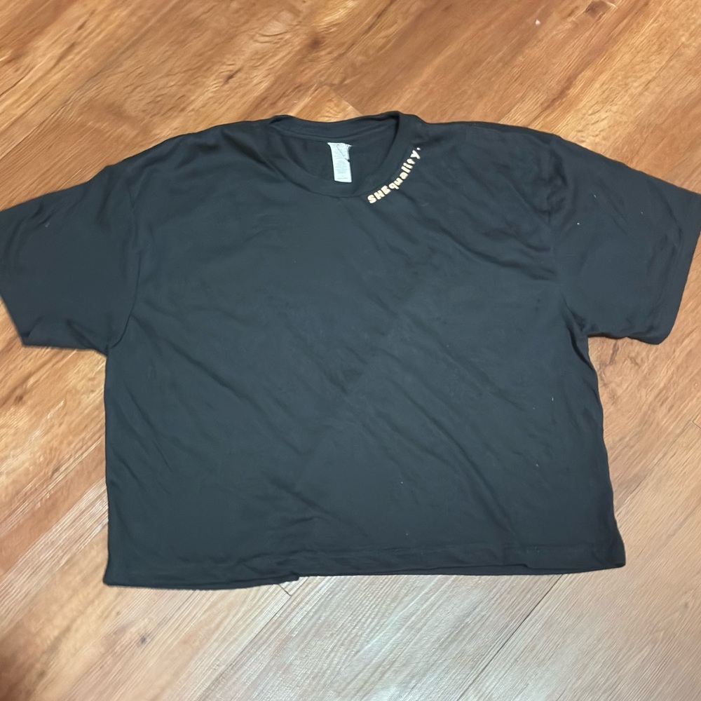 Women’s Black Crop Top “SHEQUALITY” Sz. L